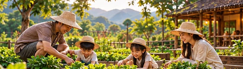 Gia đình cùng chăm vườn rau