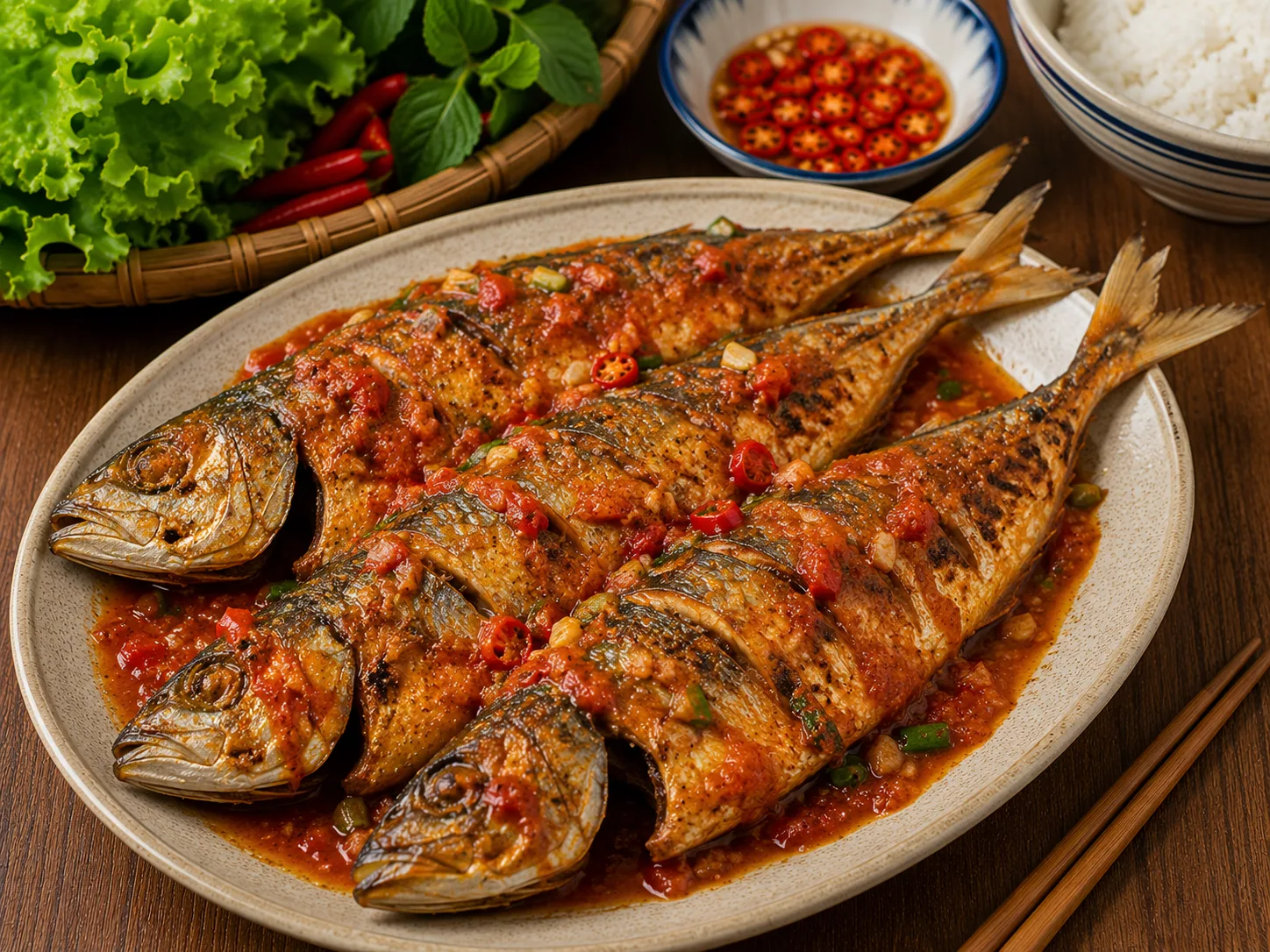 Cá nục nướng sốt cà chua