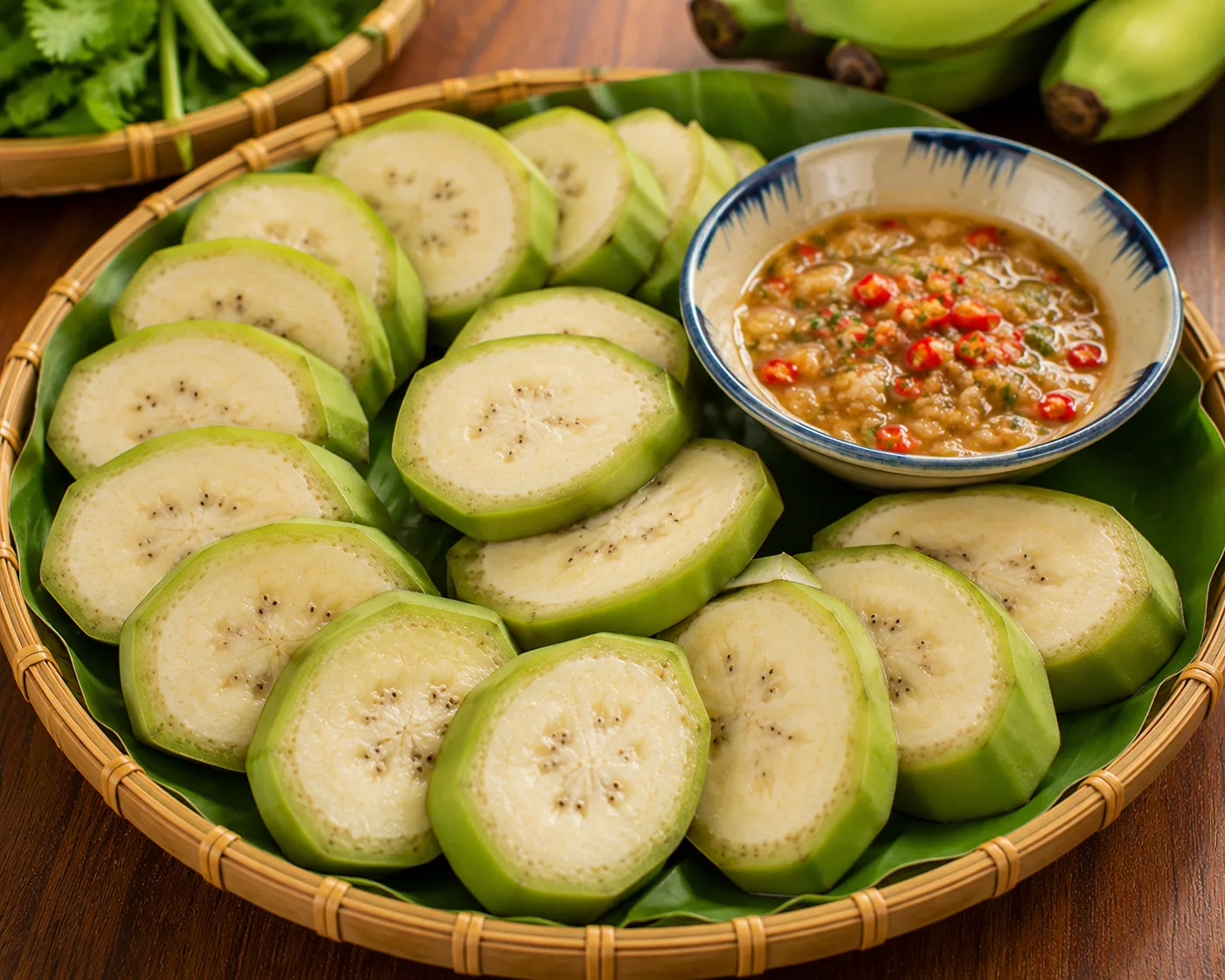 Chuối xanh chấm chẻo