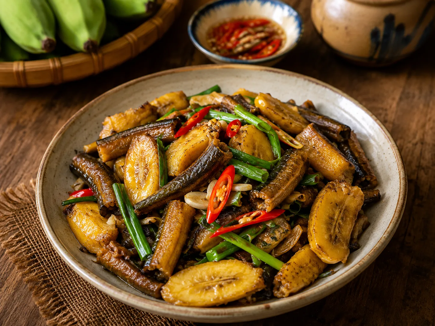 Lươn xào chuối