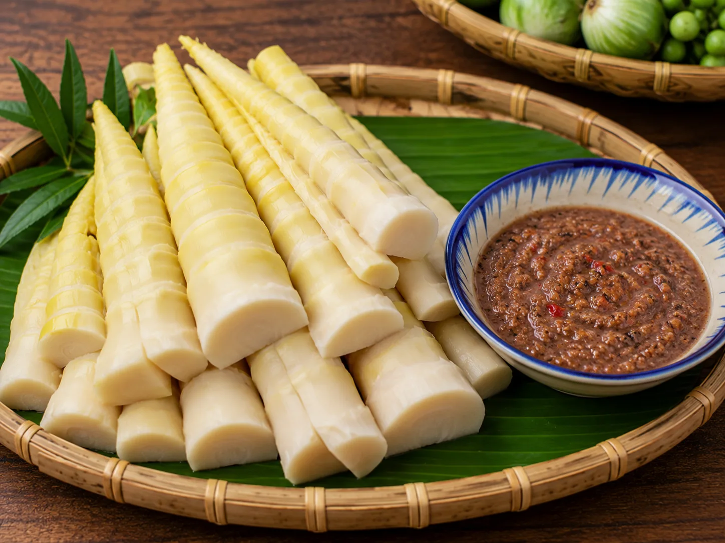 Măng tre luộc chấm ruốc